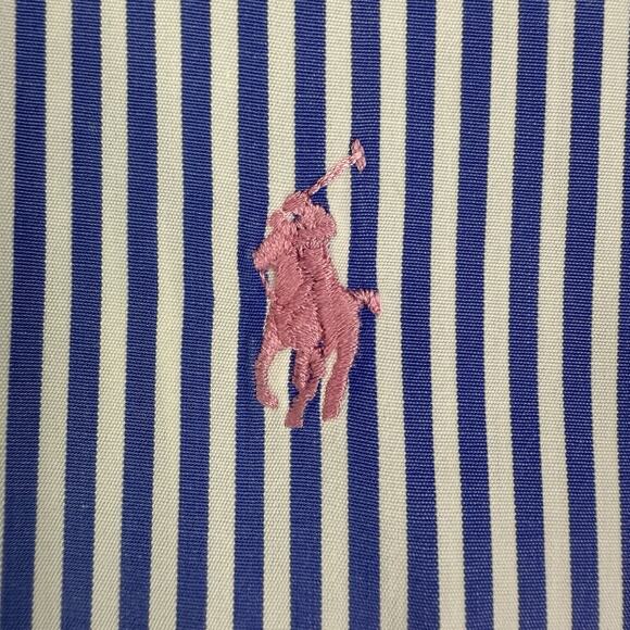 Ralph Lauren Men’s XL 17 Classic Fit Blue White Stripe Shirt Pony Hong Kong VTG - Picture 4 of 7